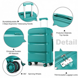 K2092L - Kono 20 Inch Bright Hard Shell PP Carry-On Suitcase In Cabin Size - Blue/Green