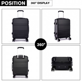 K1871-1L - Kono ABS 20 Inch Sculpted Horizontal Design Cabin Luggage - Black