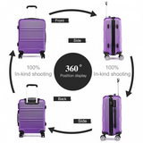 K1871-1L - Kono ABS 24 Inch Sculpted Horizontal Design Suitcase - Purple