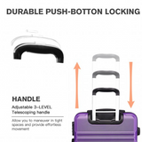 K1871-1L - Kono ABS 24 Inch Sculpted Horizontal Design Suitcase - Purple