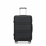 K1871-1L - Kono ABS 20 Inch Sculpted Horizontal Design Cabin Luggage - Black