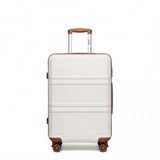 K1871-1L - Kono ABS 24 Inch Sculpted Horizontal Design Suitcase - Cream