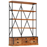 vidaXL 4-Tier Bookcase with 6 Drawers 122x36x181 cm Solid Mango Wood