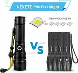 High Power 12000000 Lumen Ultra Bright Torch On - Aluminum Flashlight LED Rechargeable UK