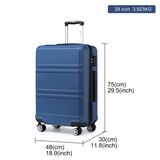 K1871-1L - Kono ABS 28 Inch Sculpted Horizontal Design Suitcase - Navy Blue