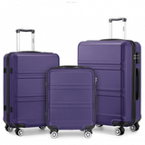 K1871-1L - Kono ABS Sculpted Horizontal Design 3 Piece Suitcase Set - Purple