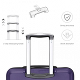 K1871-1L - Kono ABS Sculpted Horizontal Design 3 Piece Suitcase Set - Purple