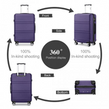 K1871-1L - Kono ABS 24 Inch Sculpted Horizontal Design Suitcase - Purple