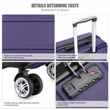 K1871-1L - Kono ABS 24 Inch Sculpted Horizontal Design Suitcase - Purple