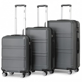 K1871-1L - Kono ABS Sculpted Horizontal Design 3 Piece Suitcase Set - Grey