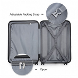 K1871-1L - Kono ABS Sculpted Horizontal Design 3 Piece Suitcase Set - Grey