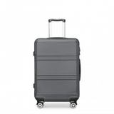 K1871-1L - Kono ABS 28 Inch Sculpted Horizontal Design Suitcase - Grey