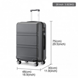 K1871-1L - Kono ABS 28 Inch Sculpted Horizontal Design Suitcase - Grey