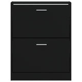 vidaXL Shoe Cabinet Black 59x17x81 cm Engineered Wood