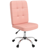 Vinsetto Armless Faux Leather Office Chair in Pink