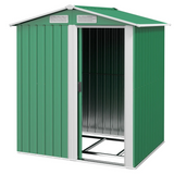 Garden Metal Tool Storage Shed with Sliding Door: Sloped Roof and Floor Foundation, 152 x 132 x 188cm, Green by Outsunny