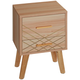 Scandinavian Bedside Cabinet with Drawers, Bedside Table with Wood Legs for Bedroom, Natural | HOMCOM