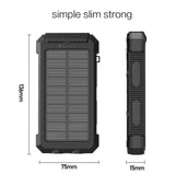 20000mAh Solar Power Bank Waterproof 2USB LED Solar Battery Charger For Cell Phone