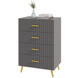 Bedroom Chest of Drawers, Modern 4-Drawer Dresser, Storage Drawer Unit with Aluminium Legs, Dark Grey | HOMCOM
