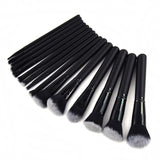 15Pcs Black Travel Makeup Brushes Woman Set With Bag Foundation Eyeliner Eyeshadow