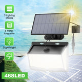 Solar Wall Light 468 LED PIR Motion Sensor Garden Security Solar Lights for Wall Shed Lamp Outdoor UK