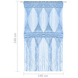 vidaXL Macrame Curtain Blue 140x240 cm Cotton