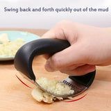 Anual Stainless Steel Garlic Press Manual Garlic Mincer Chopping Fresh Garlic Tools Curve Fruit Vegetable Tools Kitchen Gadgets Garlic Press Rocker Stainsteel Garlic Crusher Black Peeler And Metal Scraper