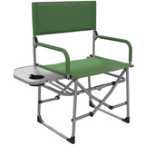 Folding Director's Chair, Portable Camping Chair with Side Table, Durable Outdoor Seating, Green | Outsunny