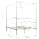 vidaXL Bed Frame without Mattress with Canopy White 140x200 cm Metal