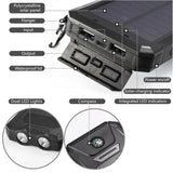 20000mAh Solar Power Bank Waterproof 2USB LED Solar Battery Charger For Cell Phone