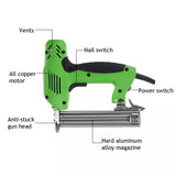 2000W Nail Gun Staple Electric Heavy Duty Stapler Nailer Carpentry