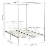 vidaXL Bed Frame without Mattress with Canopy White 140x200 cm Metal