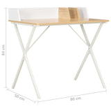 vidaXL Desk White and Natural 80x50x84 cm