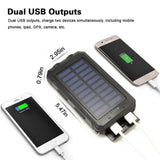 20000mAh Solar Power Bank Waterproof 2USB LED Solar Battery Charger For Cell Phone