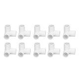 10PCS 3 Way Pipe Fittings PVC Plastic Right Angle Tee Corner Connector 20mm Inner Diameter White