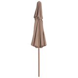 vidaXL Double Decker Garden Parasol with Wooden Pole 270 cm Taupe