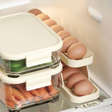 2 Tier Egg Dispenser Auto Rolling Egg Holder Refrigerator Rolldown Storage Rack