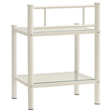 vidaXL Bedside Cabinet White&Transparent 45x34.5x60.5 cm Metal & Glass