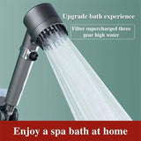 3 Modes Black Shower Head With Filter High Pressure Water Saving Massage Body Scalp