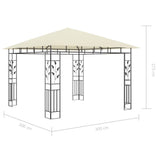 vidaXL Gazebo with Mosquito Net&LED String Lights 3x3x2.73 m Cream