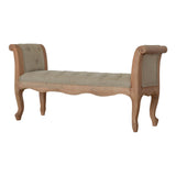 Carved French Style Mud Linen Bench-8