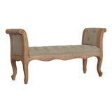 Carved French Style Mud Linen Bench-7