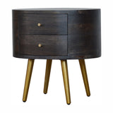 Ash Black Bedside with Brass Legs-6