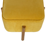 Mustard Velvet Solid Footstool-6