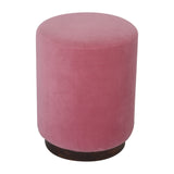 Pink Velvet Wooden Footstool-6