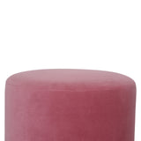 Pink Velvet Wooden Footstool-5