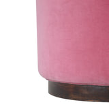 Pink Velvet Wooden Footstool-3