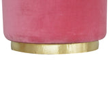 Large Pink Footstool with Gold Base-3