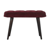 Wine Red Velvet Deep Button Bench-1