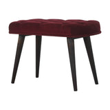 Wine Red Velvet Deep Button Bench-2